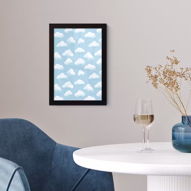 Wolken - Illustratie - Blauw fotolijst zwart zonder passe partout klein 224 -sfeer4