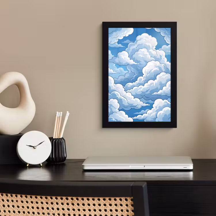 Wolken - Hemel - Abstract - Wit fotolijst zwart zonder passe partout klein -sfeer1