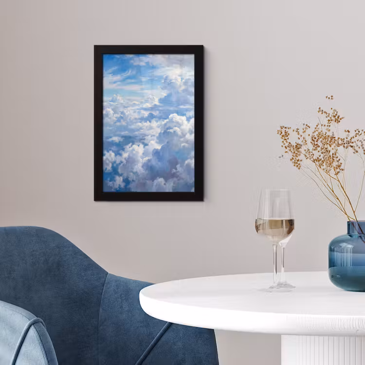 Wolken - Lucht - Natuur - Abstract - Blauw fotolijst zwart zonder passe partout klein -sfeer4
