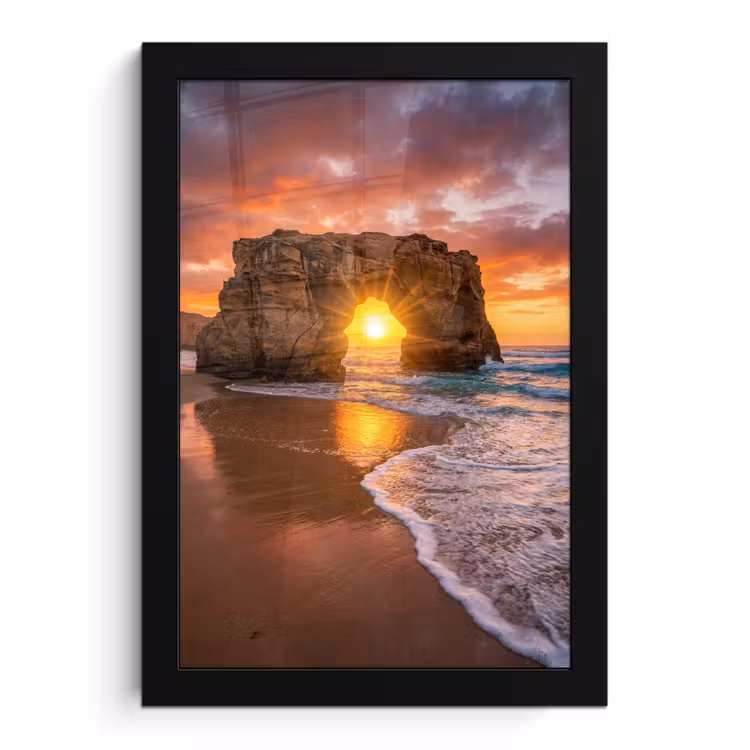 Kust - Rots - Zonsondergang - Zee - Natuur fotolijst zwart zonder passe partout klein -3d