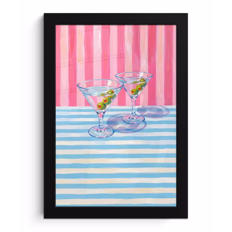 Cocktail - Olijven - Kunst - Modern - Roze fotolijst zwart zonder passe partout klein -3d