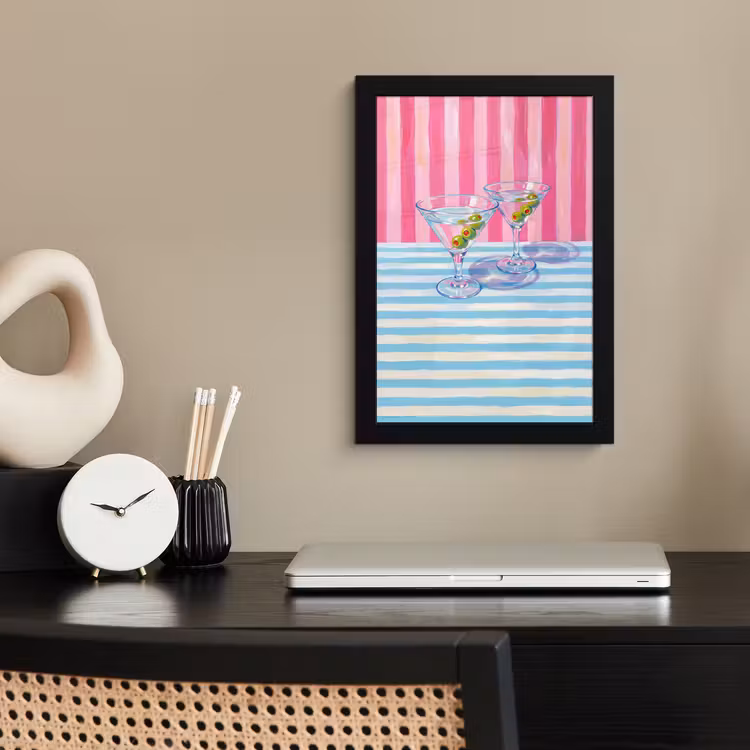 Cocktail - Olijven - Kunst - Modern - Roze fotolijst zwart zonder passe partout klein -sfeer1