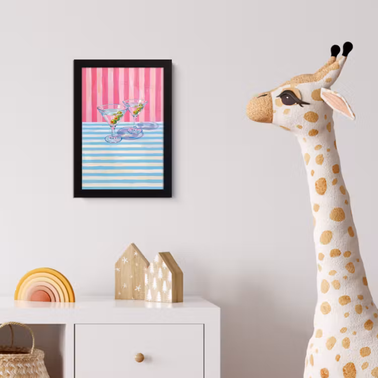 Cocktail - Olijven - Kunst - Modern - Roze fotolijst zwart zonder passe partout klein -usfeer4_kinderkamer