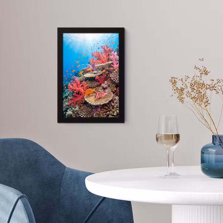 Koraalrif - Vissen - Onderwater - Tropisch - Rood fotolijst zwart zonder passe partout klein -sfeer4