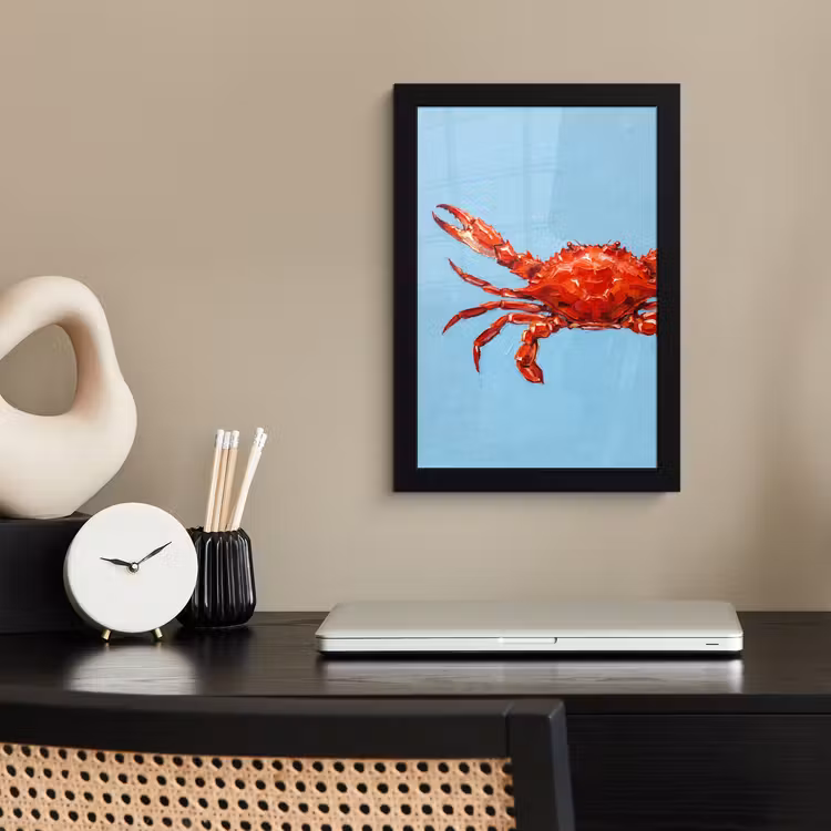 Krab - Zee - Dieren - Abstract - Rood fotolijst zwart zonder passe partout klein -sfeer1