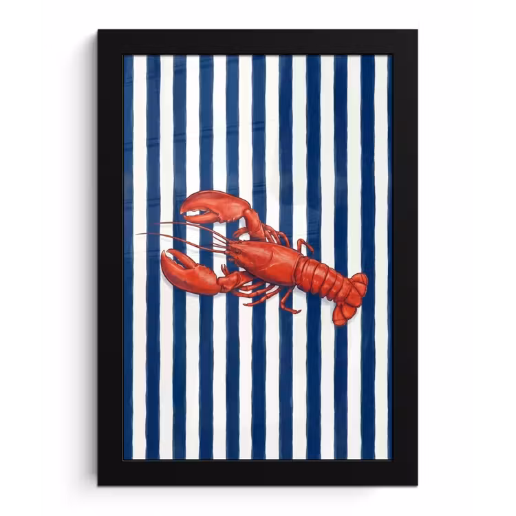 Schaaldier - Kreeft - Marine - Illustratie - Rood fotolijst zwart zonder passe partout klein -3d
