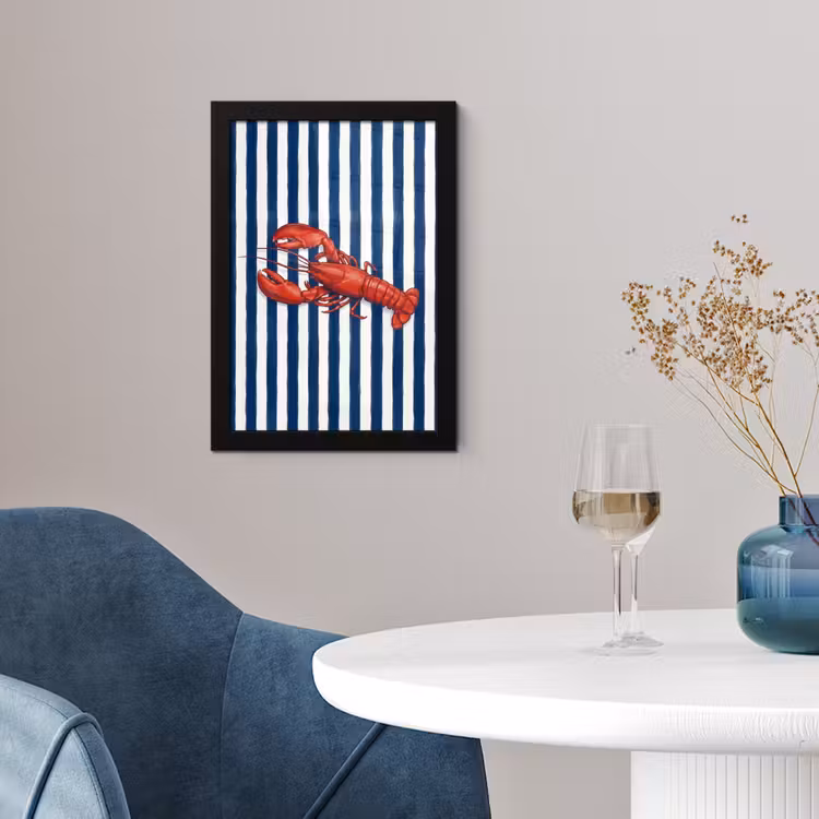 Schaaldier - Kreeft - Marine - Illustratie - Rood fotolijst zwart zonder passe partout klein -sfeer4