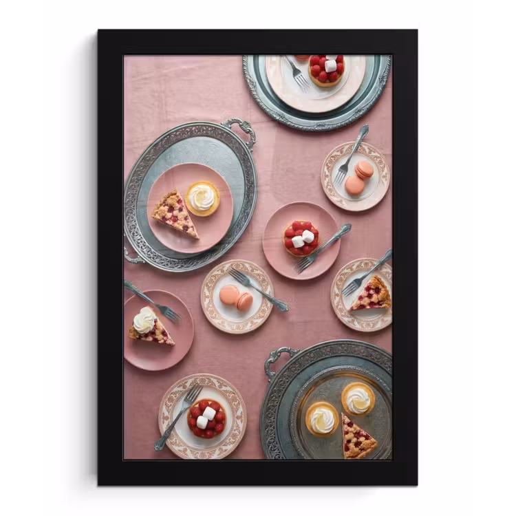 Dessert - Taart - Gebak - Zoet - Roze fotolijst zwart zonder passe partout klein -3d