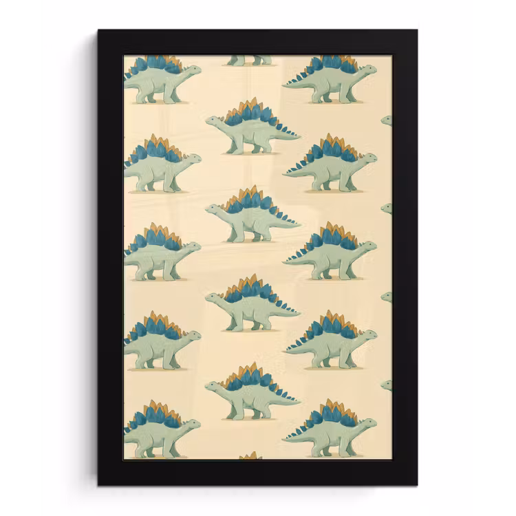 Dino - Patroon - Groen fotolijst zwart zonder passe partout klein 224 -3d