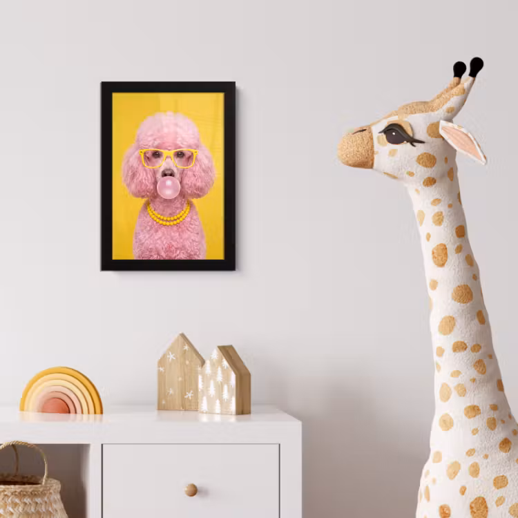 Hond - Kauwgum - Dieren - Modern - Roze fotolijst zwart zonder passe partout klein -usfeer4_kinderkamer