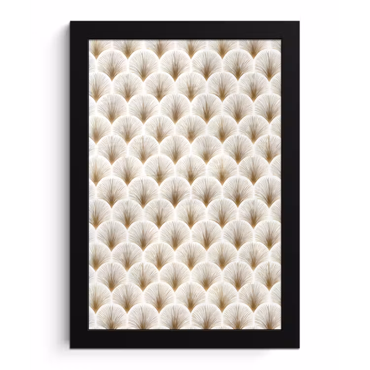 Waaiers - Art Deco - Elegant - Goud - Wit fotolijst zwart zonder passe partout klein 224 -3d