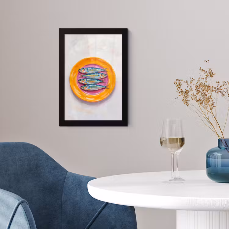 Vis - Vier - Eten - Modern - Kleurrijk fotolijst zwart zonder passe partout klein -sfeer4