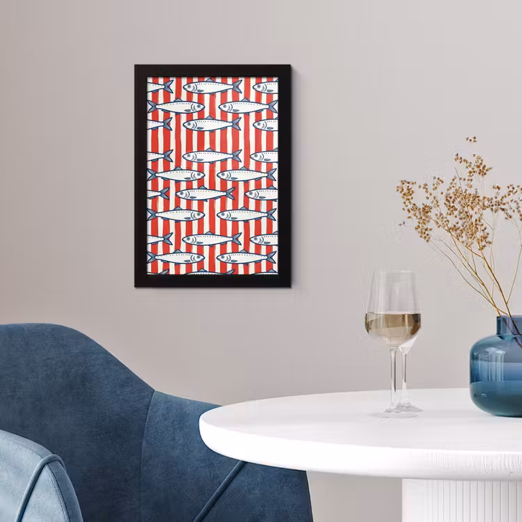 Vis - Patroon - Strepen - Illustratie - Rood fotolijst zwart zonder passe partout klein -sfeer4