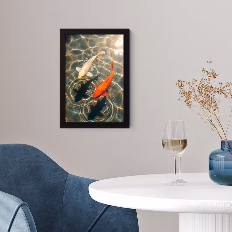 Vis - Water - Dieren - Oranje - Goud fotolijst zwart zonder passe partout klein -sfeer4