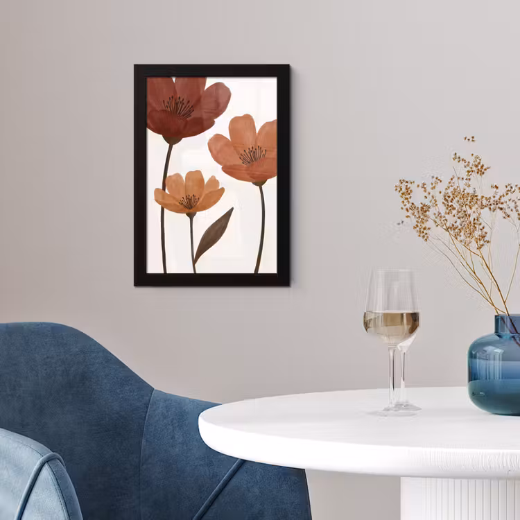 Bloemen - Abstract - Modern - Bruin - Decoratief fotolijst zwart zonder passe partout klein -sfeer4