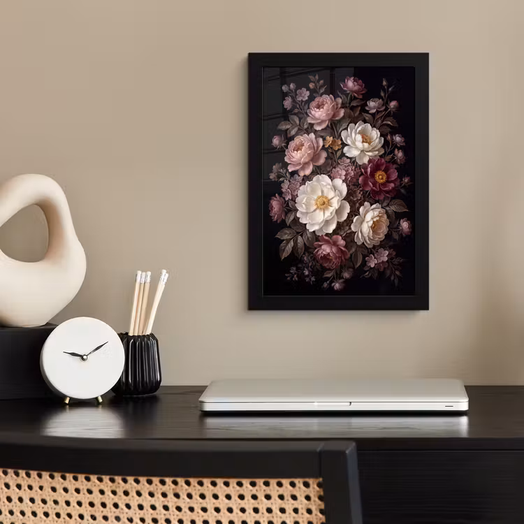 Bloemen - Boeket - Klassiek - Donker - Rood fotolijst zwart zonder passe partout klein -sfeer1