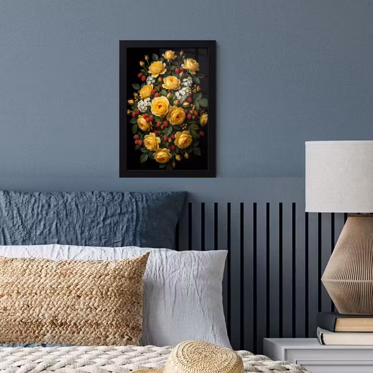 Bloemen - Boeket - Natuur - Klassiek - Geel fotolijst zwart zonder passe partout klein -sfeer3