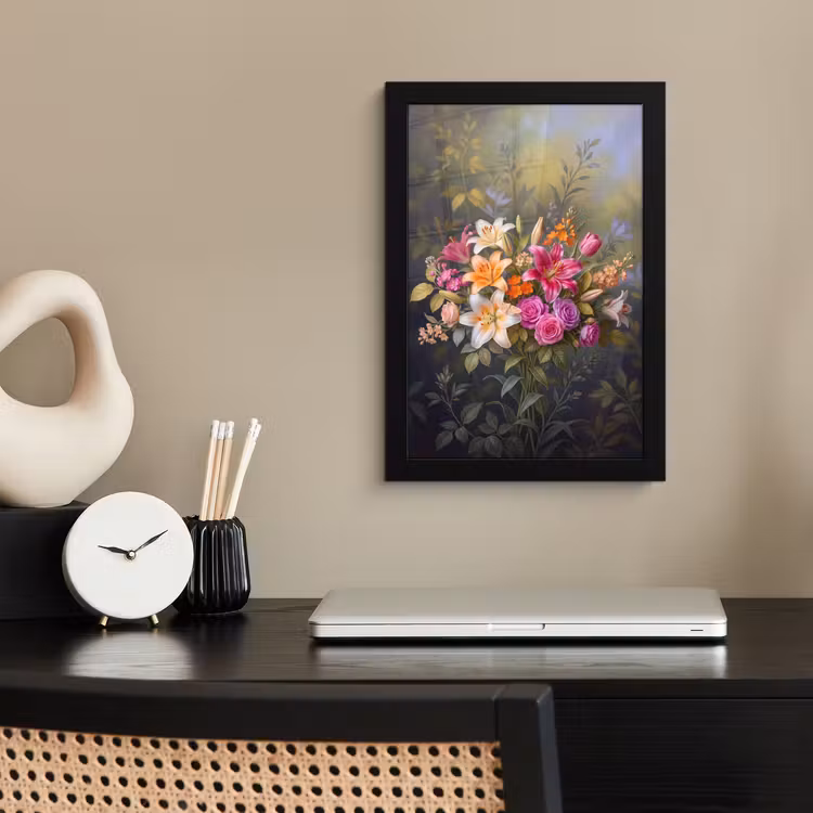 Bloemen - Boeket - Natuur - Kleurrijk - Modern fotolijst zwart zonder passe partout klein -sfeer1
