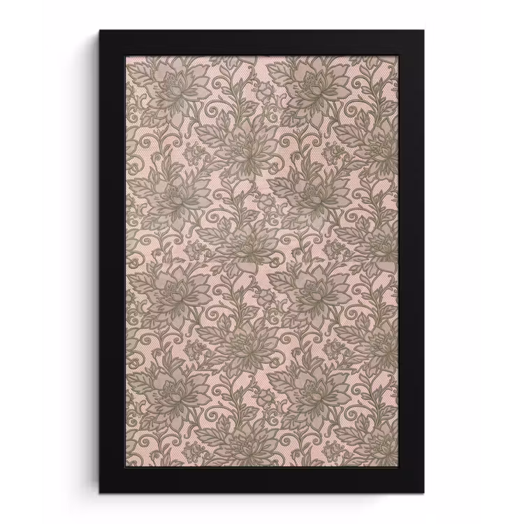 Bloemen - Kant - Patroon - Klassiek - Groen fotolijst zwart zonder passe partout klein -3d