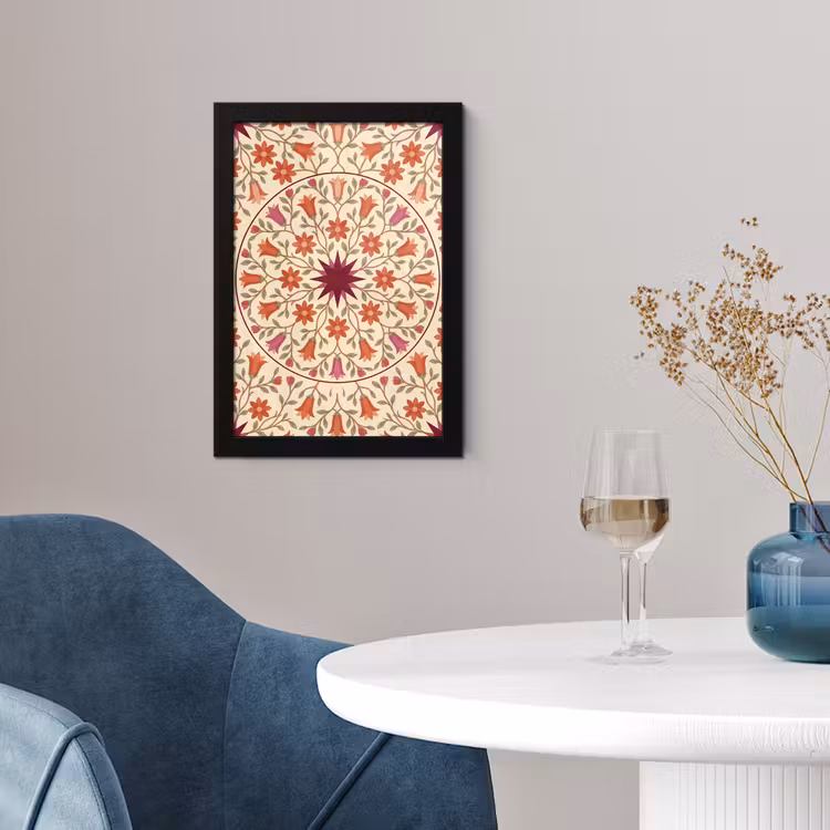 Bloemen - Mandala - Decoratief - Rood fotolijst zwart zonder passe partout klein -sfeer4