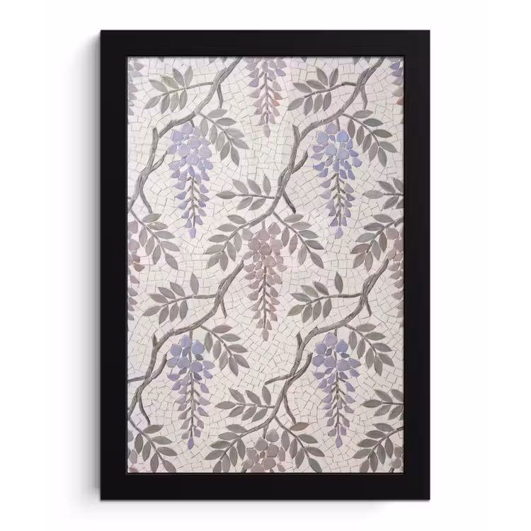 Bloemen - Mozaïek - Natuur - Patroon - Paars fotolijst zwart zonder passe partout klein -3d