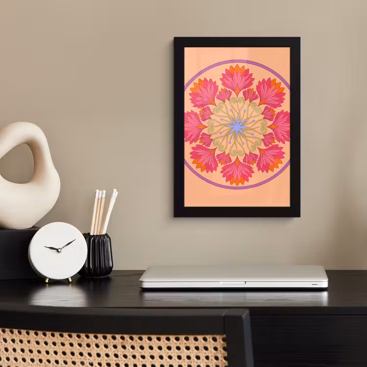 Bloemen - Patroon - Abstract - Roze - Decoratief fotolijst zwart zonder passe partout klein -sfeer1