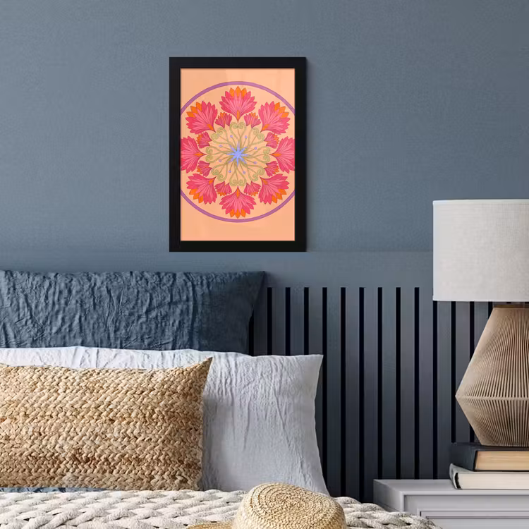 Bloemen - Patroon - Abstract - Roze - Decoratief fotolijst zwart zonder passe partout klein -sfeer3