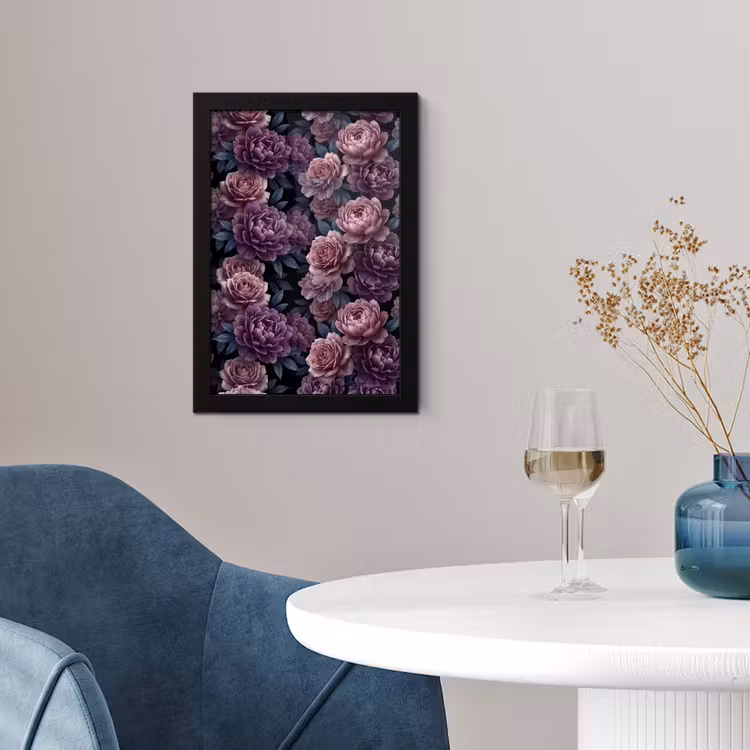 Bloemen - Patroon - Donker - Botanisch - Paars fotolijst zwart zonder passe partout klein -sfeer4