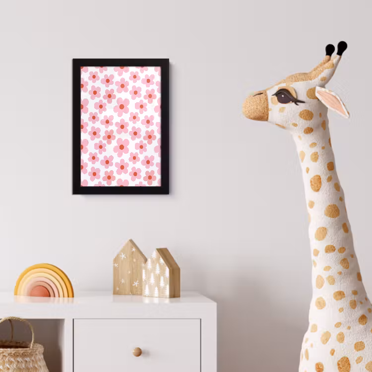 Bloemen - Patroon - Modern - Roze - Wit fotolijst zwart zonder passe partout klein -usfeer4_kinderkamer