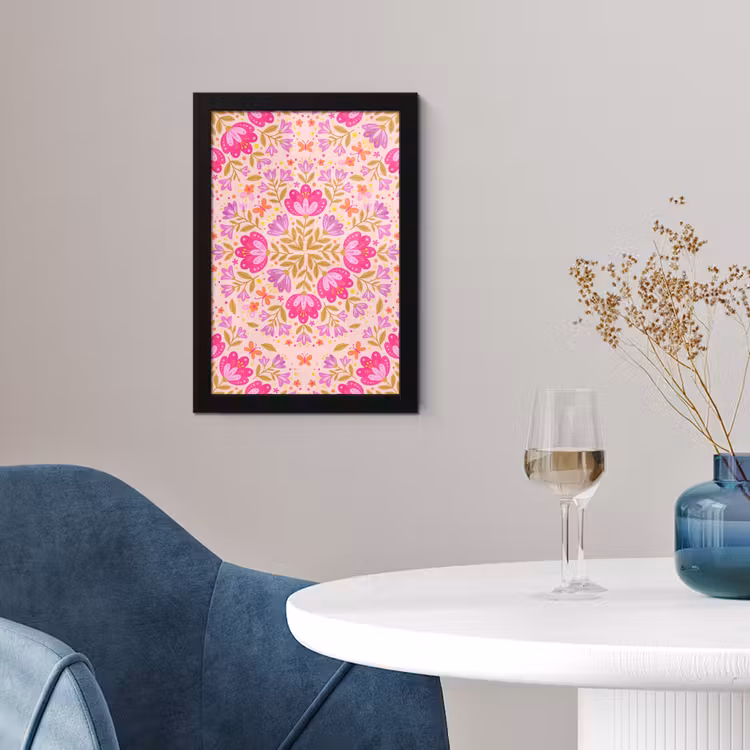 Bloemen - Patroon - Natuur - Abstract - Roze fotolijst zwart zonder passe partout klein -sfeer4