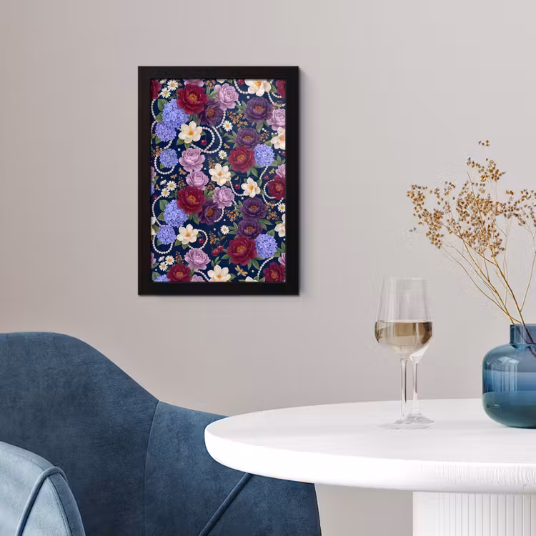 Bloemen - Parels - Decoratie - Modern - Blauw fotolijst zwart zonder passe partout klein -sfeer4
