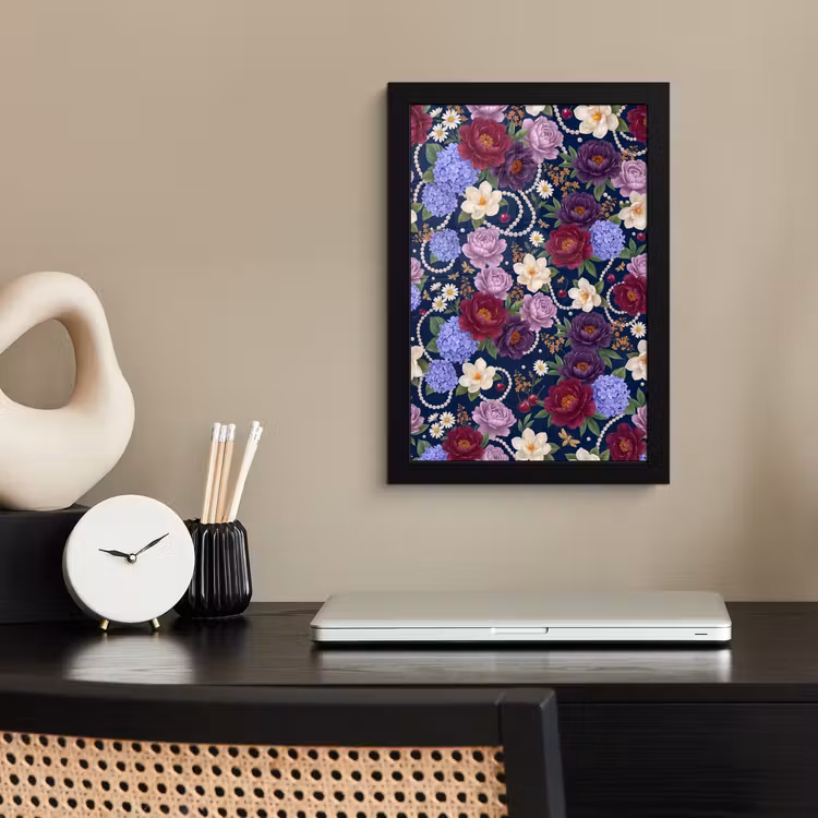 Bloemen - Parels - Decoratie - Modern - Blauw fotolijst zwart zonder passe partout klein -sfeer1