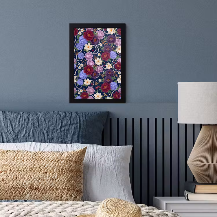 Bloemen - Parels - Decoratie - Modern - Blauw fotolijst zwart zonder passe partout klein -sfeer3