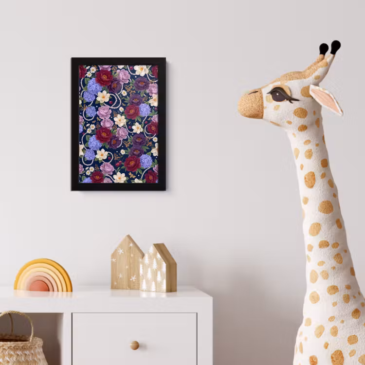 Bloemen - Parels - Decoratie - Modern - Blauw fotolijst zwart zonder passe partout klein -usfeer4_kinderkamer
