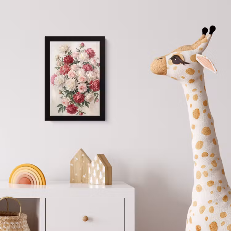 Bloemen - Parels - Romantiek - Klassiek - Roze fotolijst zwart zonder passe partout klein -usfeer4_kinderkamer