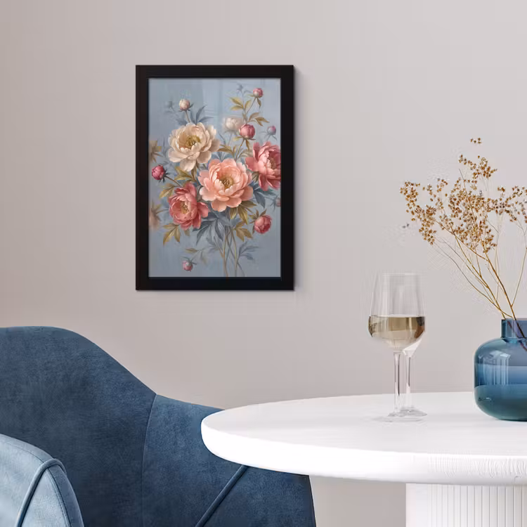 Bloemen - Roze - Beige - Modern - Natuur fotolijst zwart zonder passe partout klein -sfeer4