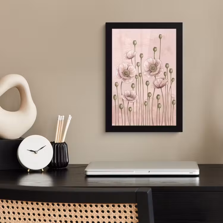 Bloemen - Zomer - Natuur - Aquarel - Roze fotolijst zwart zonder passe partout klein -sfeer1