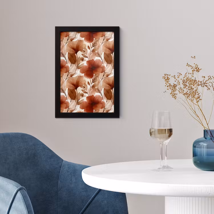 Bloemen - Aquarel - Botanisch - Terracotta fotolijst zwart zonder passe partout klein 224 -sfeer4