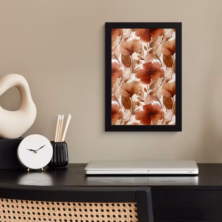 Bloemen - Aquarel - Botanisch - Terracotta fotolijst zwart zonder passe partout klein 224 -sfeer1