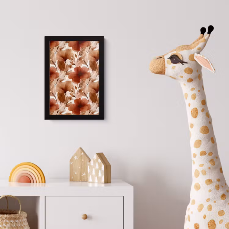 Bloemen - Aquarel - Botanisch - Terracotta fotolijst zwart zonder passe partout klein 224 -usfeer4_kinderkamer