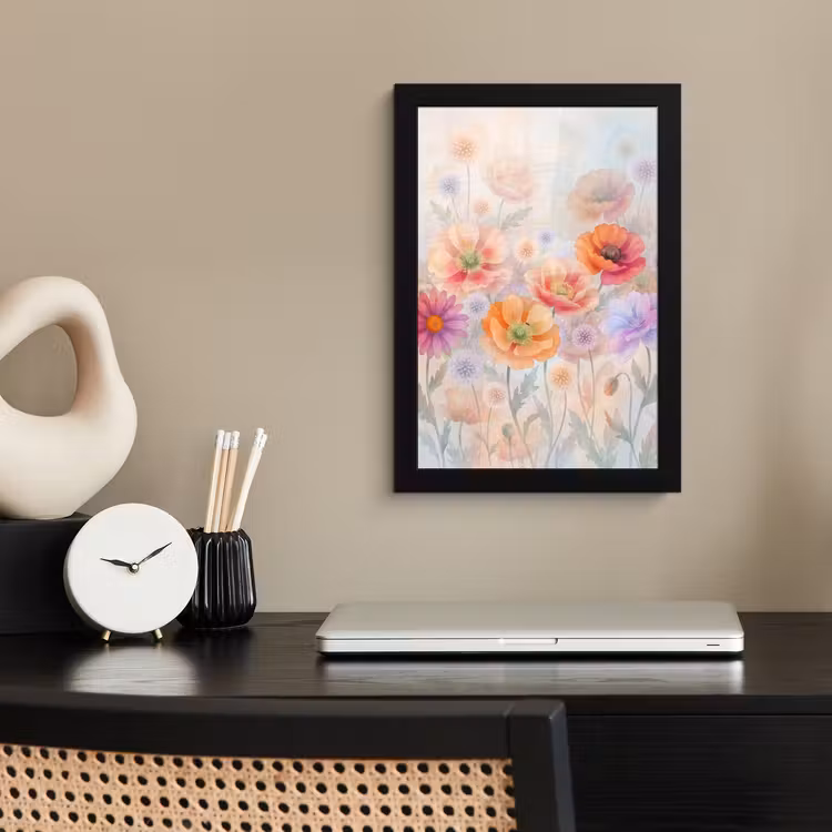 Bloemen - Aquarel - Natuur - Modern - Kleurrijk fotolijst zwart zonder passe partout klein -sfeer1