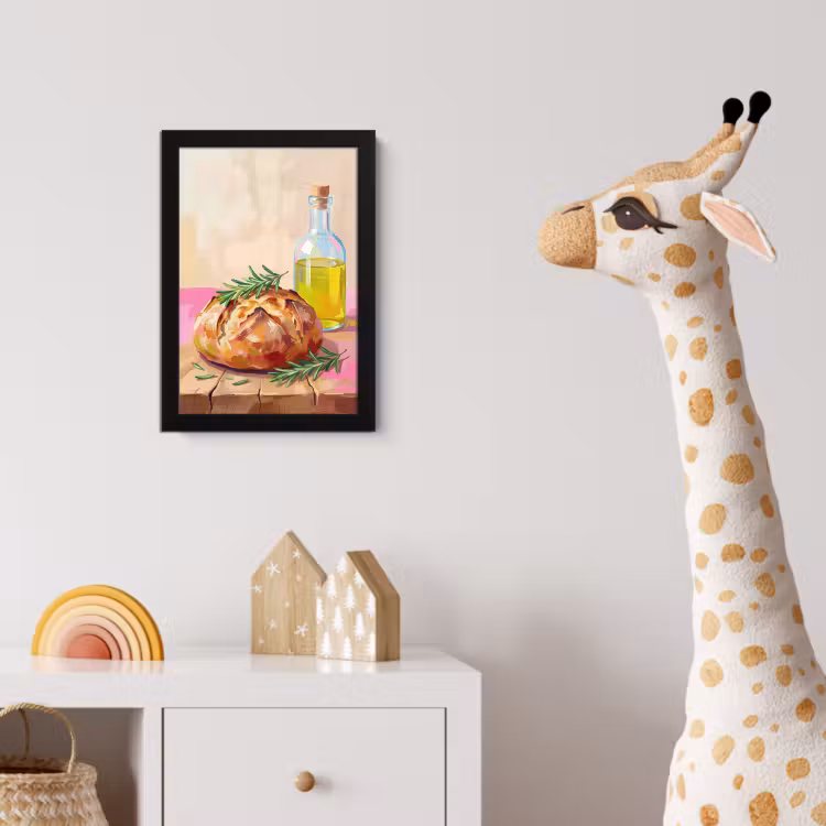 Eten - Brood - Olijfolie - Abstract - Keuken fotolijst zwart zonder passe partout klein -usfeer4_kinderkamer