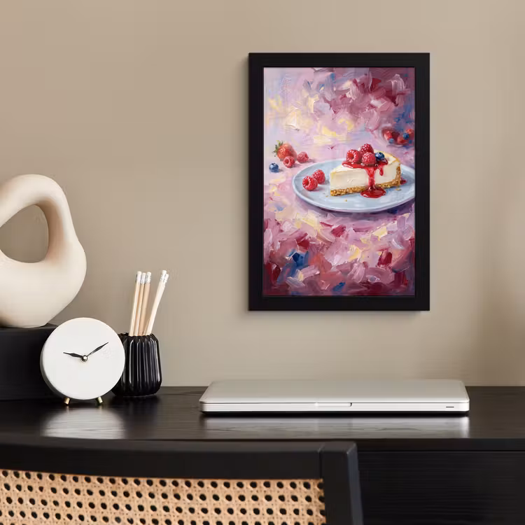 Eten - Cheesecake - Bessen - Abstract - Roze fotolijst zwart zonder passe partout klein -sfeer1
