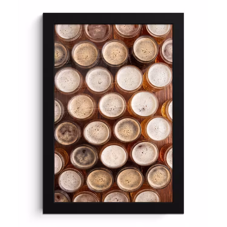 Eten - Glazen - Drank - Patroon - Bruin fotolijst zwart zonder passe partout klein -3d