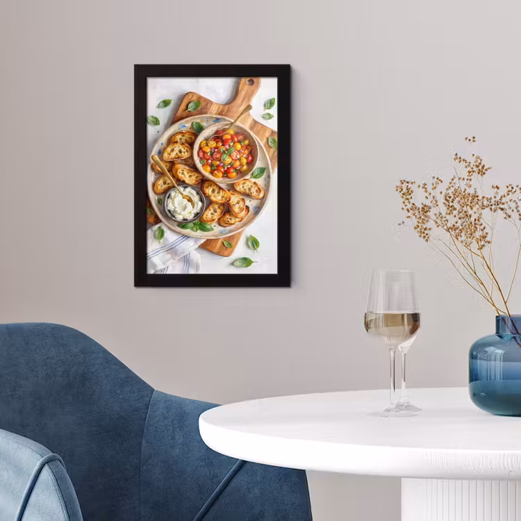Eten - Tomaat - Brood - Kleurrijk - Keuken fotolijst zwart zonder passe partout klein -sfeer4