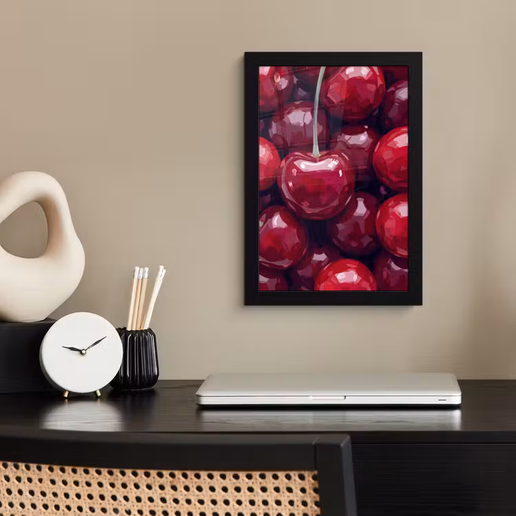Fruit - Kersen - Eten - Modern - Rood fotolijst zwart zonder passe partout klein -sfeer1