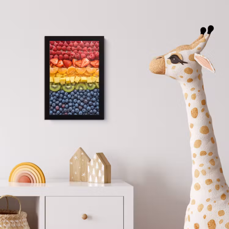 Fruit - Regenboog - Gezond - Kleurrijk fotolijst zwart zonder passe partout klein -usfeer4_kinderkamer