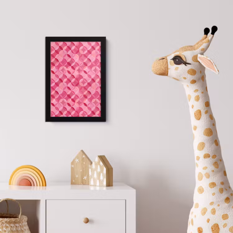 Geometrisch - Mozaïek - Modern - Roze fotolijst zwart zonder passe partout klein 224 -usfeer4_kinderkamer