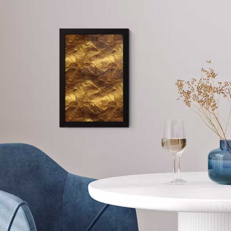 Bladgoud - Textuur - Goud fotolijst zwart zonder passe partout klein 224 -sfeer4