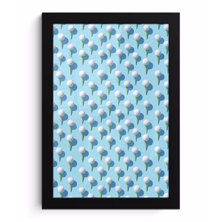 Golf - Ballen - Blauw fotolijst zwart zonder passe partout klein 224 -3d